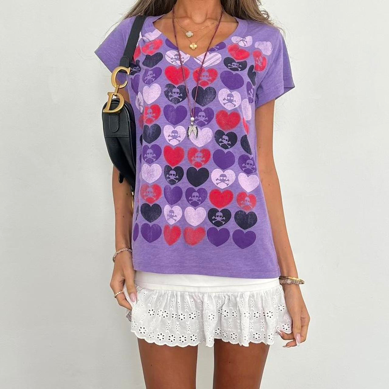 Vintage 00s purple skull and crossbones top