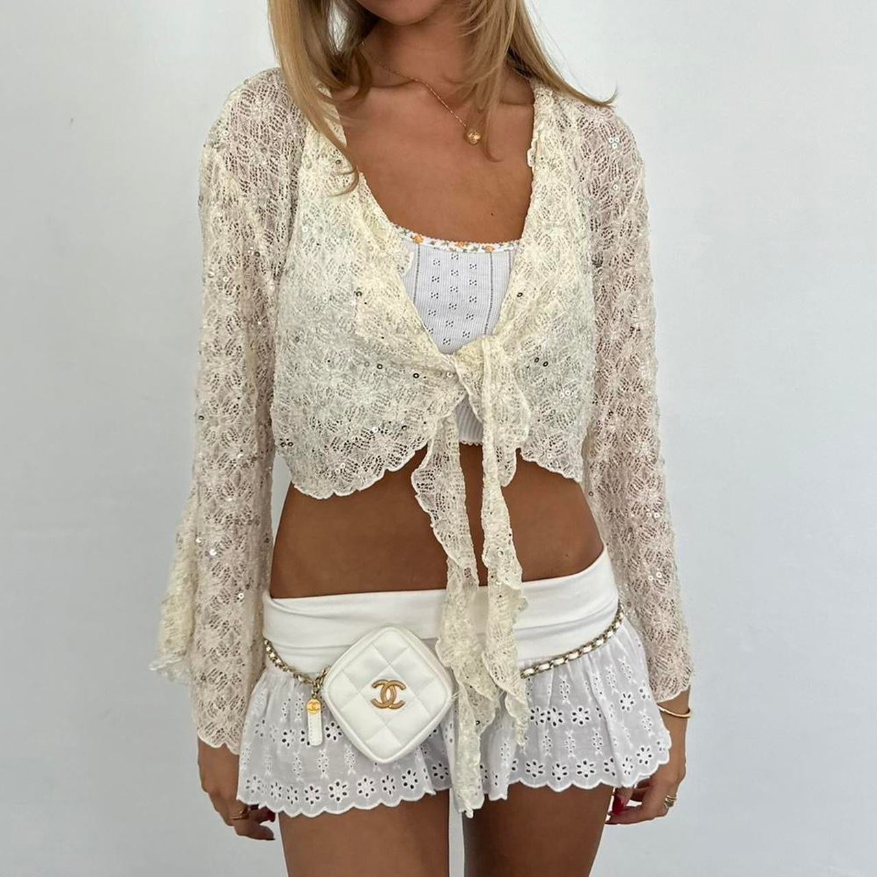 Vintage 90’s white cardigan layering top