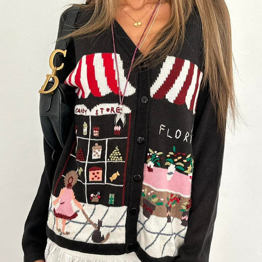 Vintage 90’s picture knit cardigan