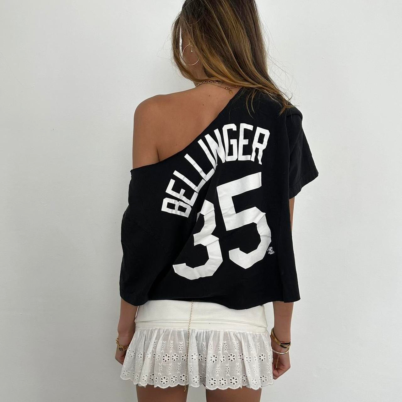 Vintage early 2000s Dodgers black off shoulder top 🖤