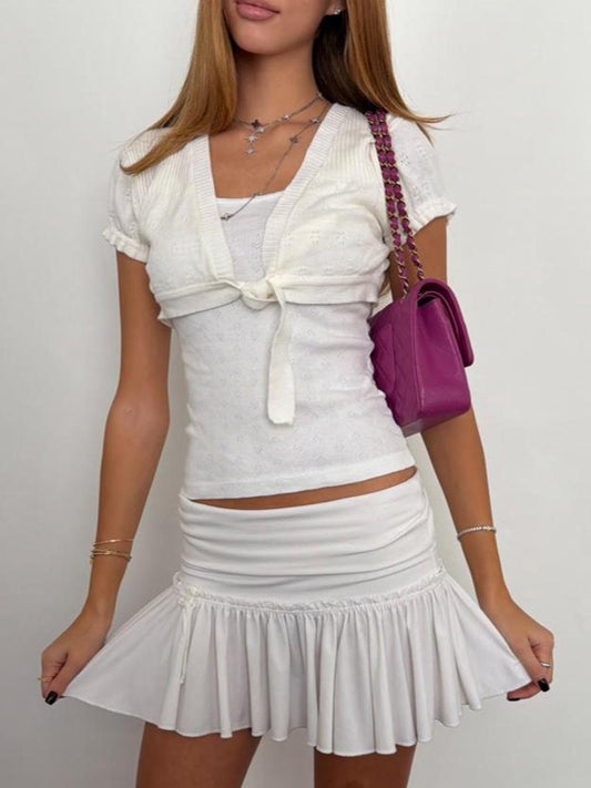 Vintage 00’s white tie up layering top