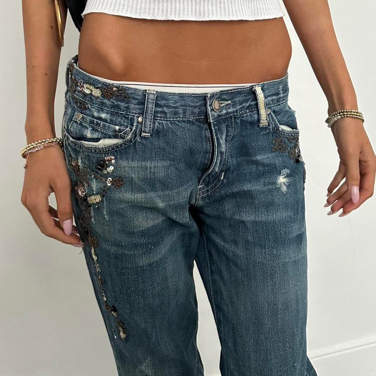 Vintage 2000’s Abercrombie and Fitch bootcut blue jeans