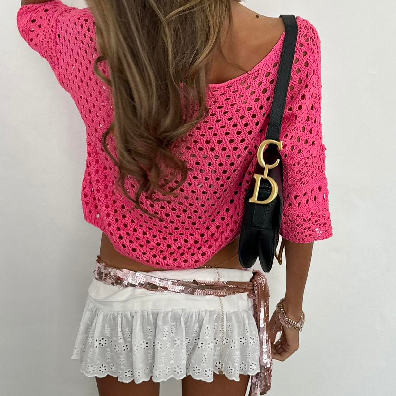 Vintage 00’s pink crochet top