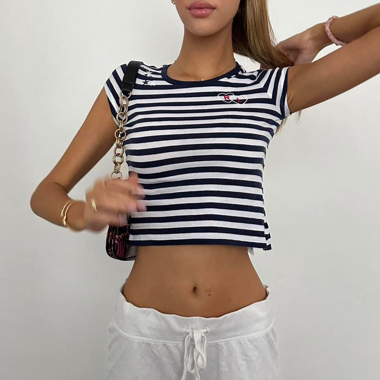 Vintage Ralph Lauren striped navy baby tee