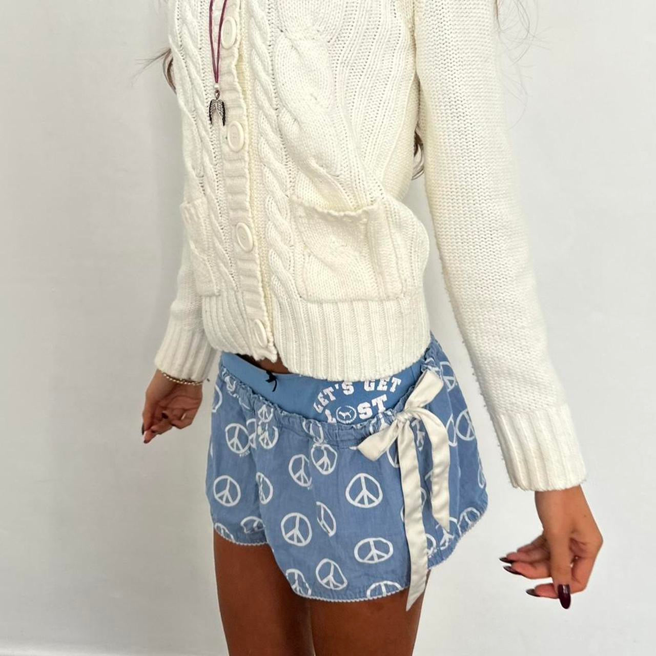 Vintage 2000’s Victoria’s Secret peace sign blue shorts