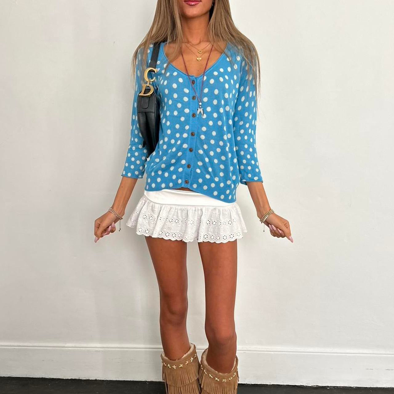 Vintage blue polka dot cardigan