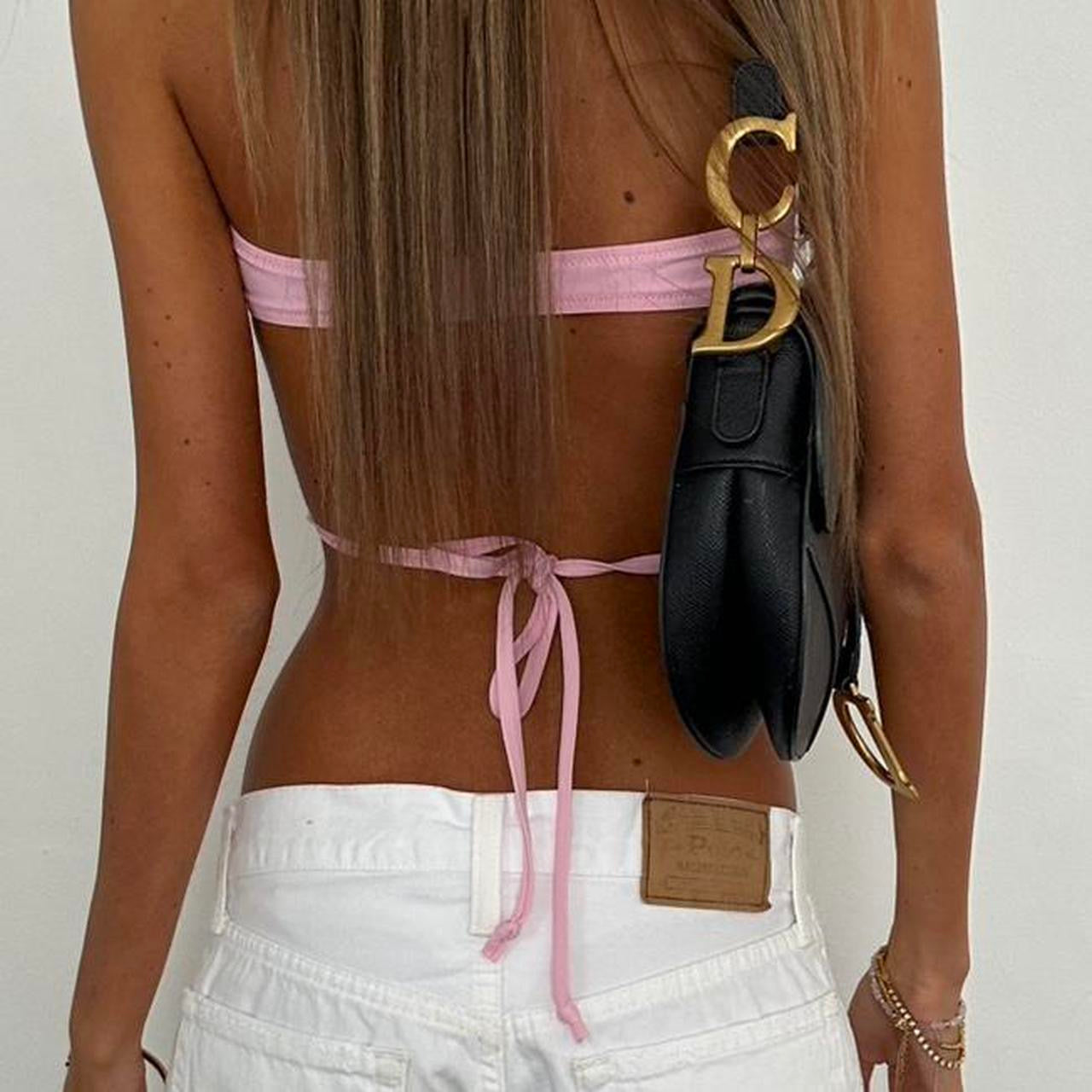 Vintage 00s Jcrew pink wrap bikini top