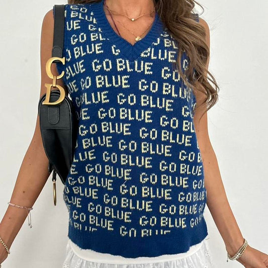 Vintage 90’s Go Blue University of Michigan knit vest sweater