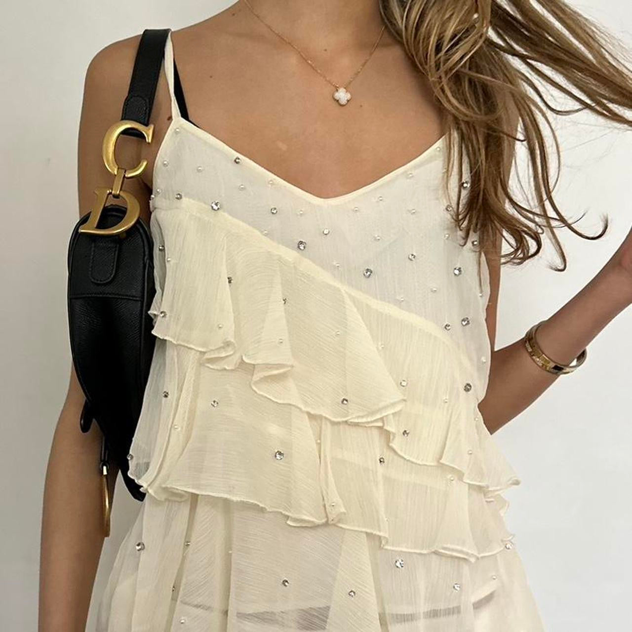 Vintage cream ruffle top