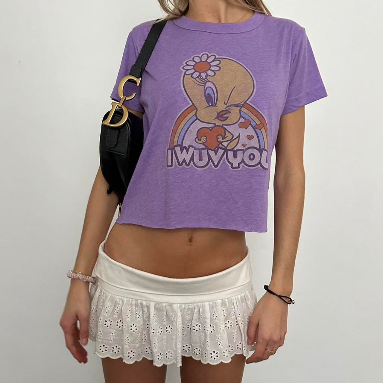 Vintage 90’s tweety purple baby tee