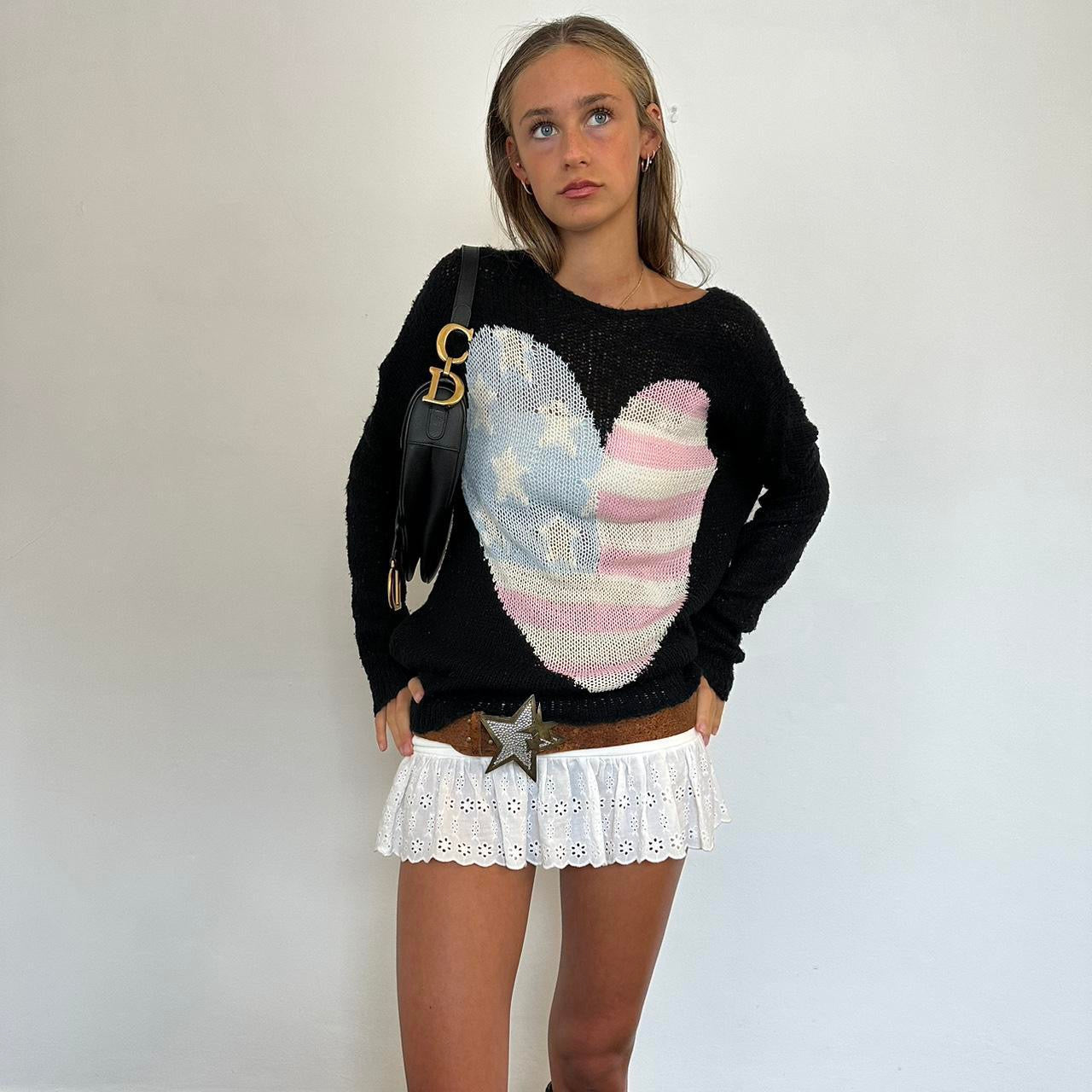 Vintage early 2000s American flag heart sweater