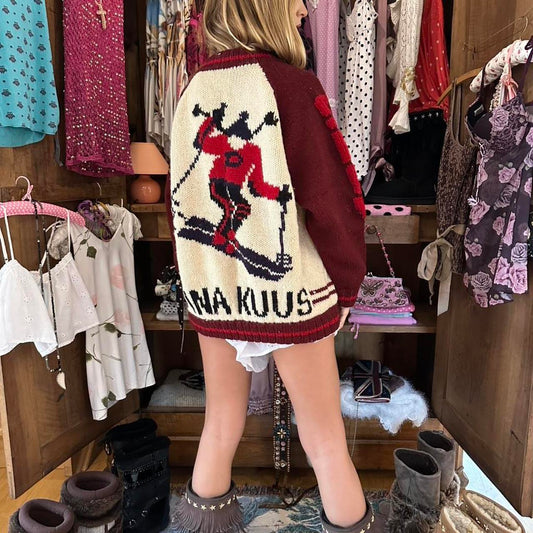 Vintage 90’s knitted ski rare winter cardigan jacket