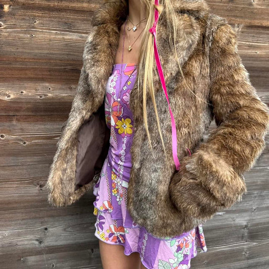 Vintage 90’s brown faux fur jacket