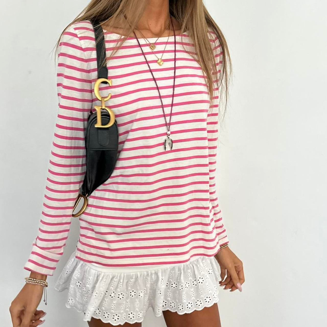 Vintage pink stripe long sleeve top