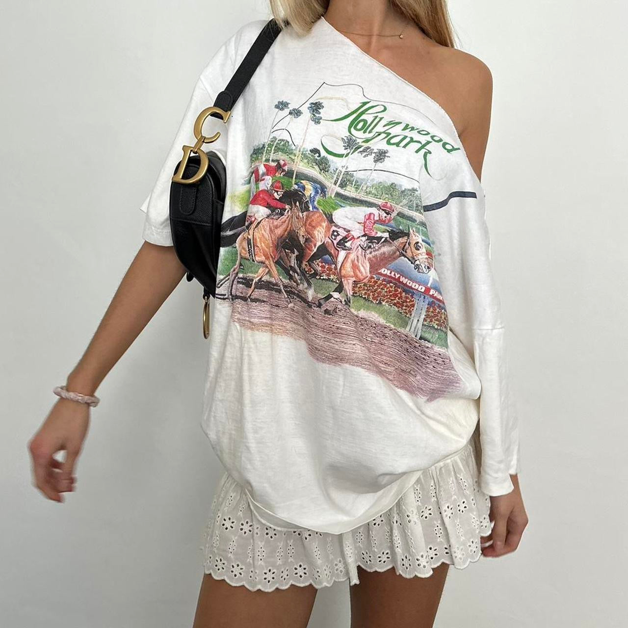 Vintage 90’s horse polo off the shoulder top