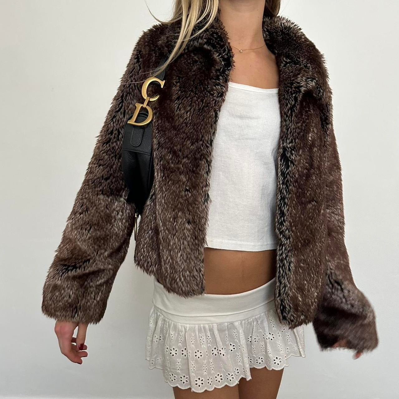 Vintage 2000’s brown faux fur jacket