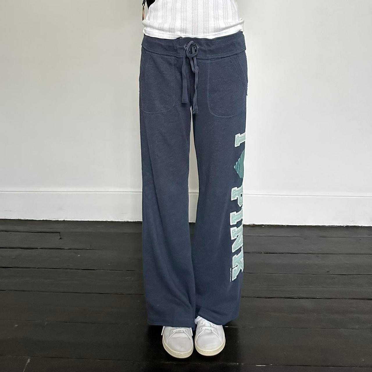 Vintage 2000’s Victorias Secret Pink blue embroidered sweatpants