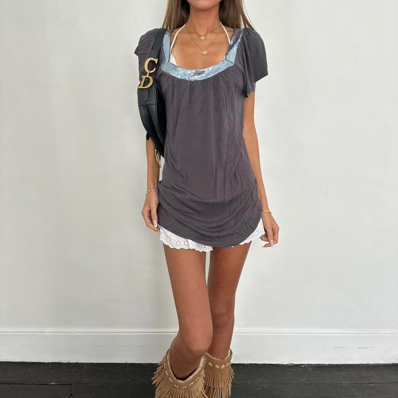Vintage 90’s grey sequin top