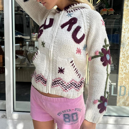 Vintage 2000’s floral knitted zip up hoodie