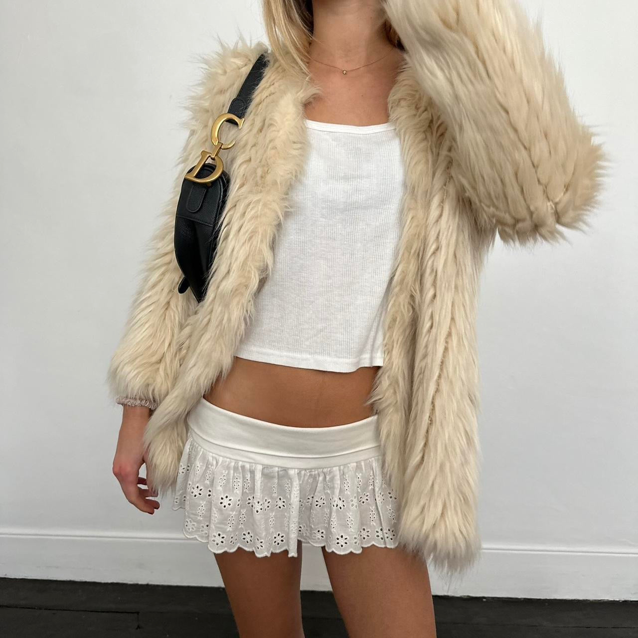 Vintage cream light weight faux fur jacket