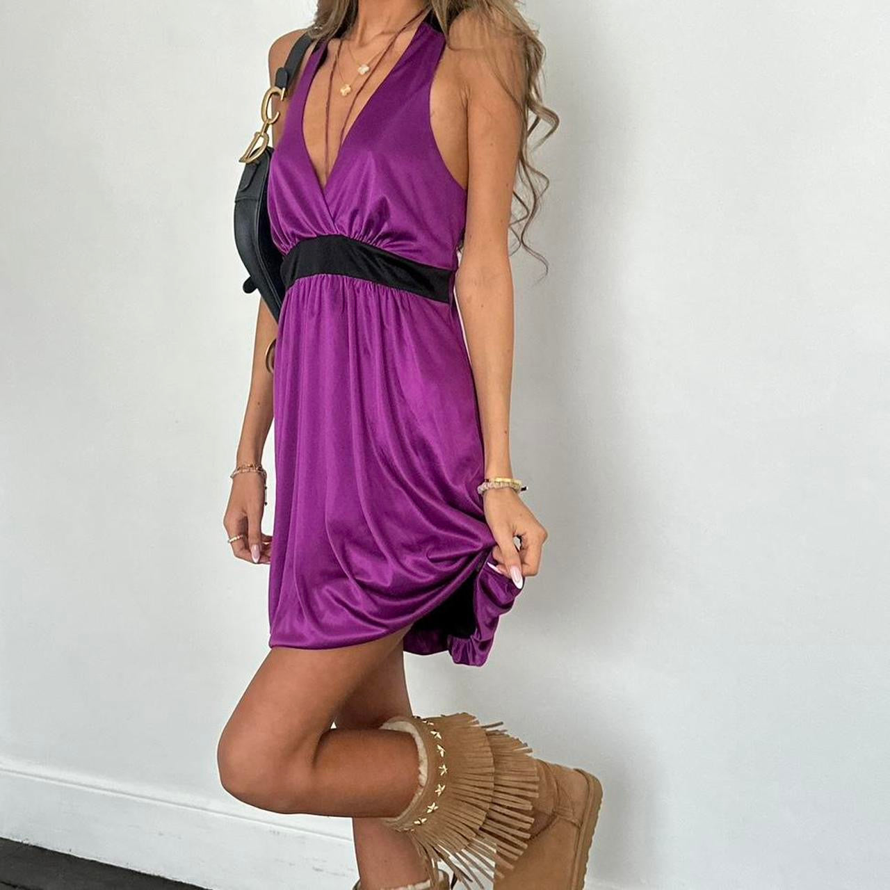 Vintage 00s purple silky mini dress