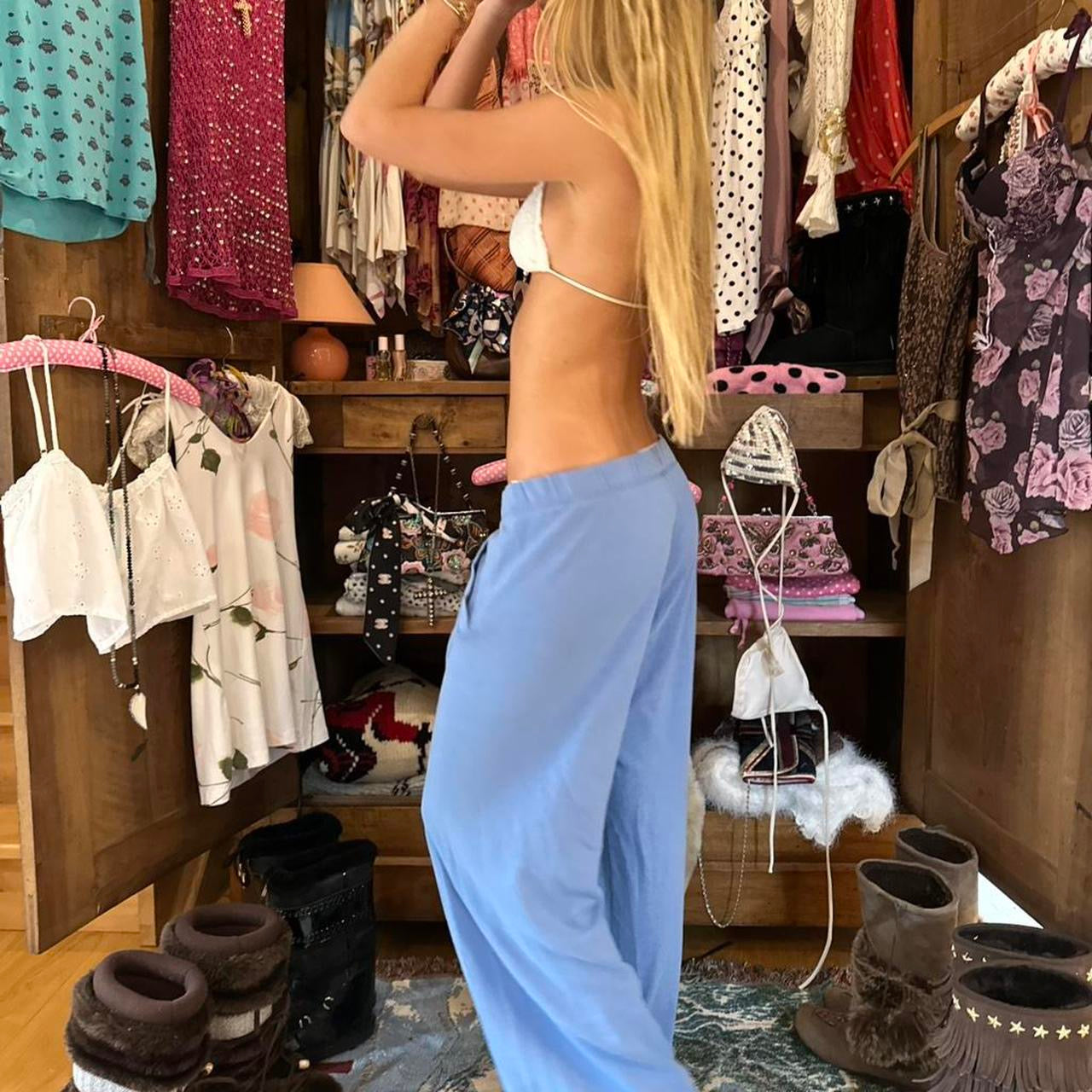 Vintage 2000’s blue angel sequin sweatpants