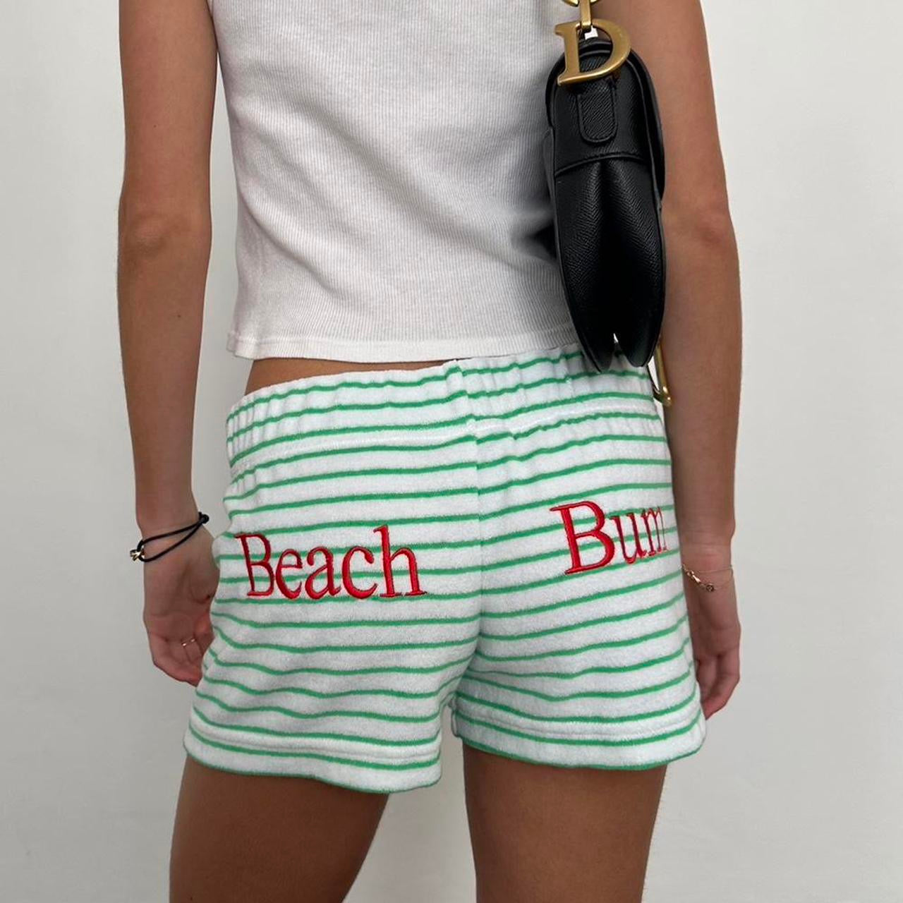 Vintage beach bum green striped shorts