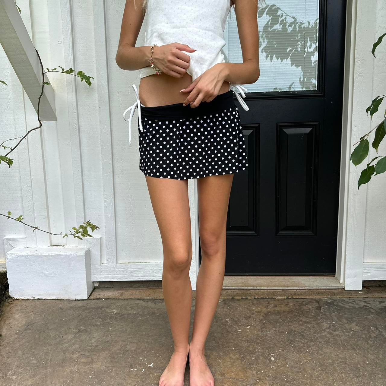 Vintage 90’s polka dots folded waist mini skirt