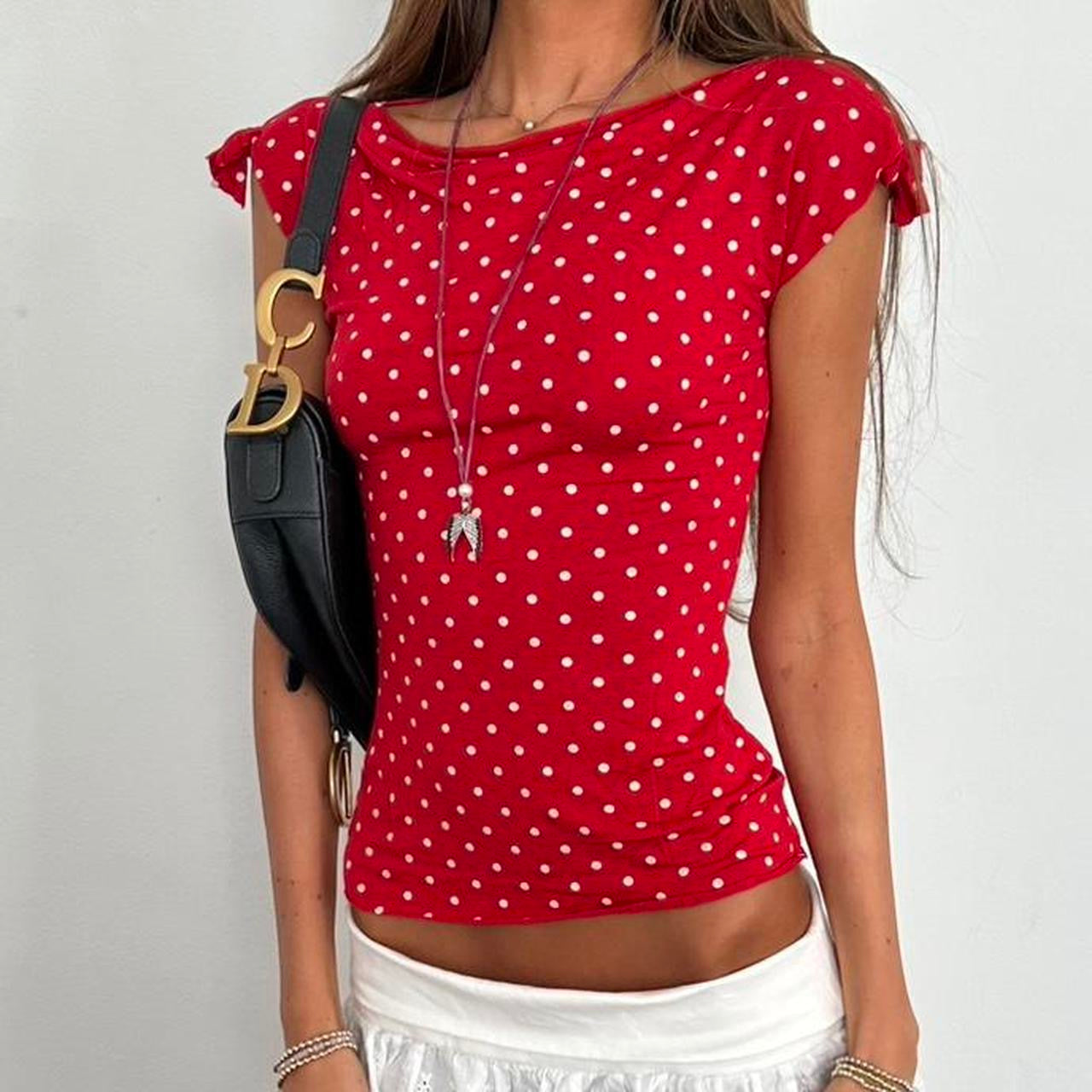 Vintage 2000’s red polka dot top