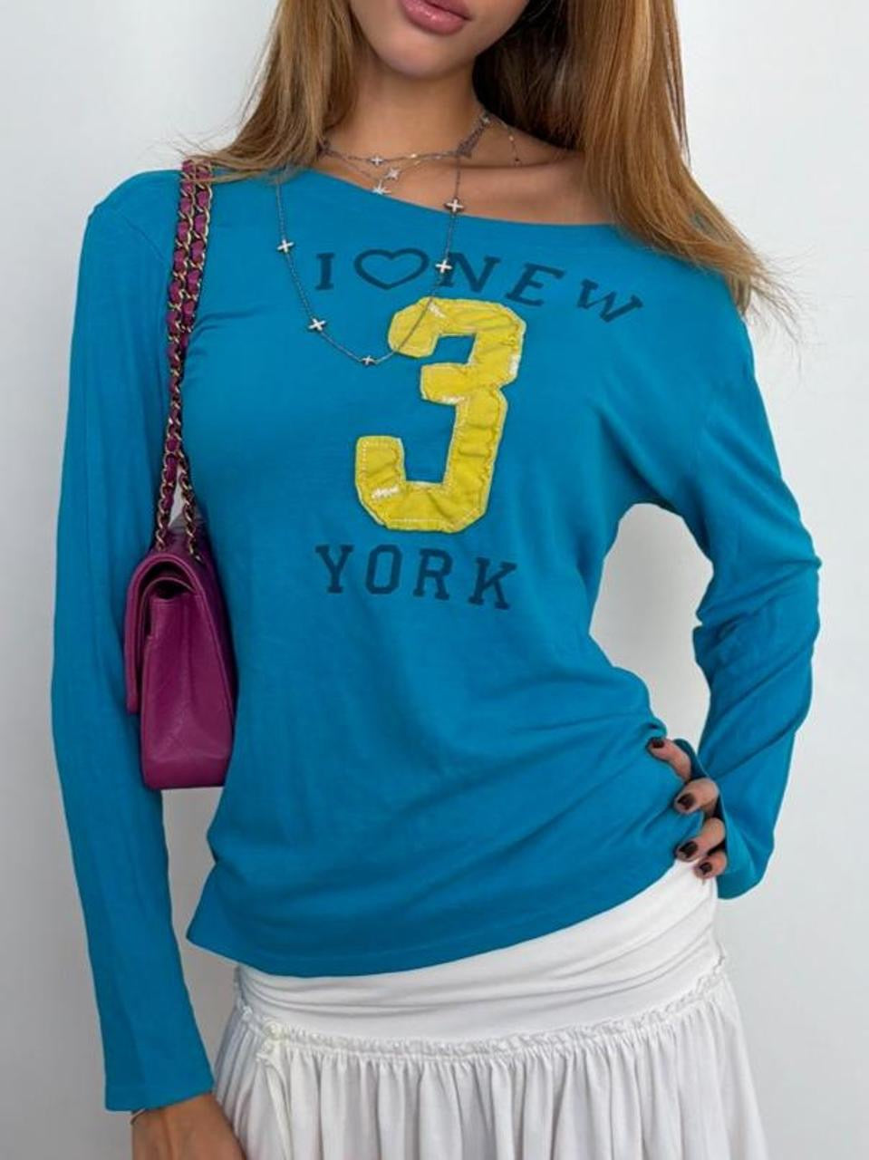 Vintage 00’s I love NY blue long sleeve top