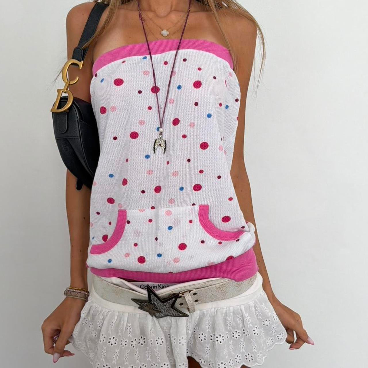 Vintage 00s strapless polka dot top