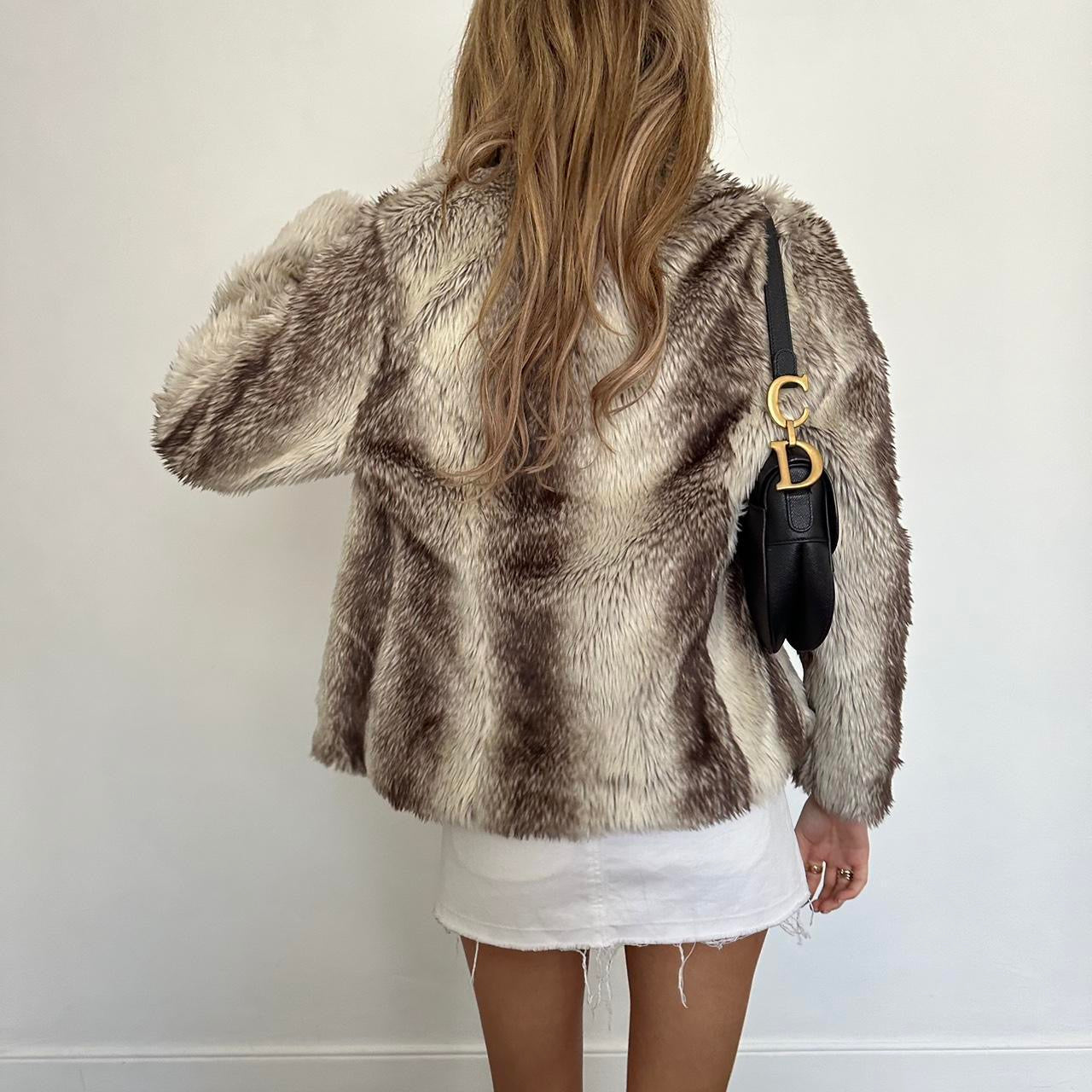 Vintage 2000’s grey faux fur jacket