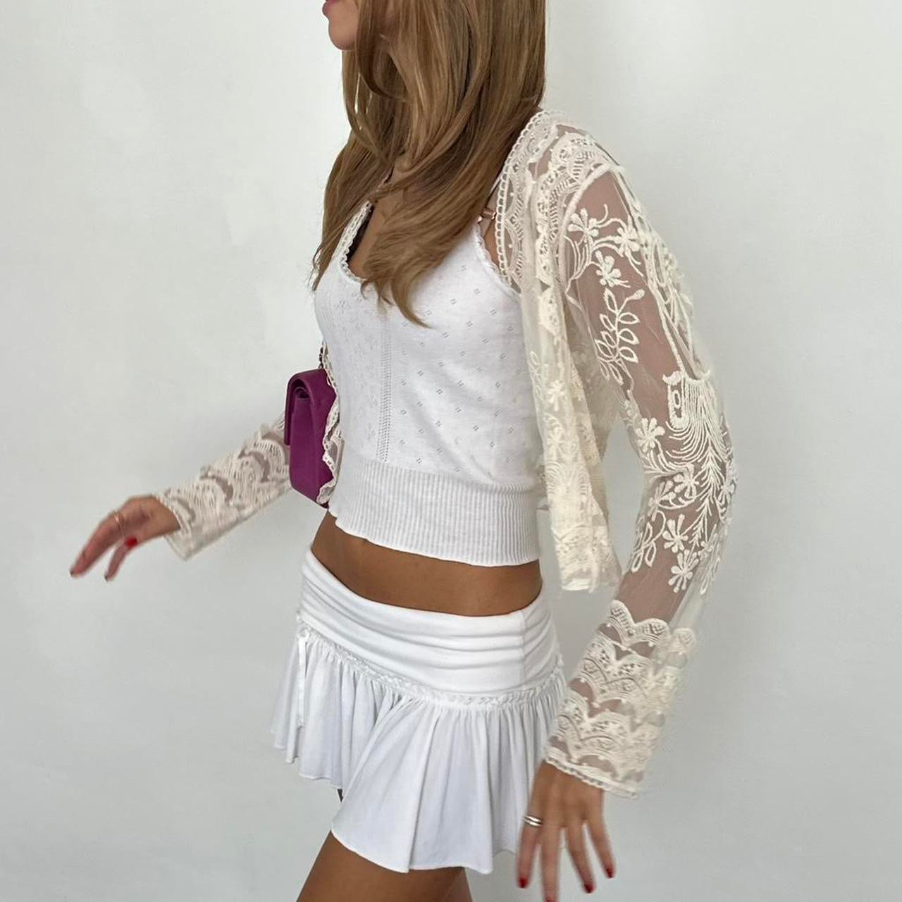 Vintage 00s lace boho cardigan top