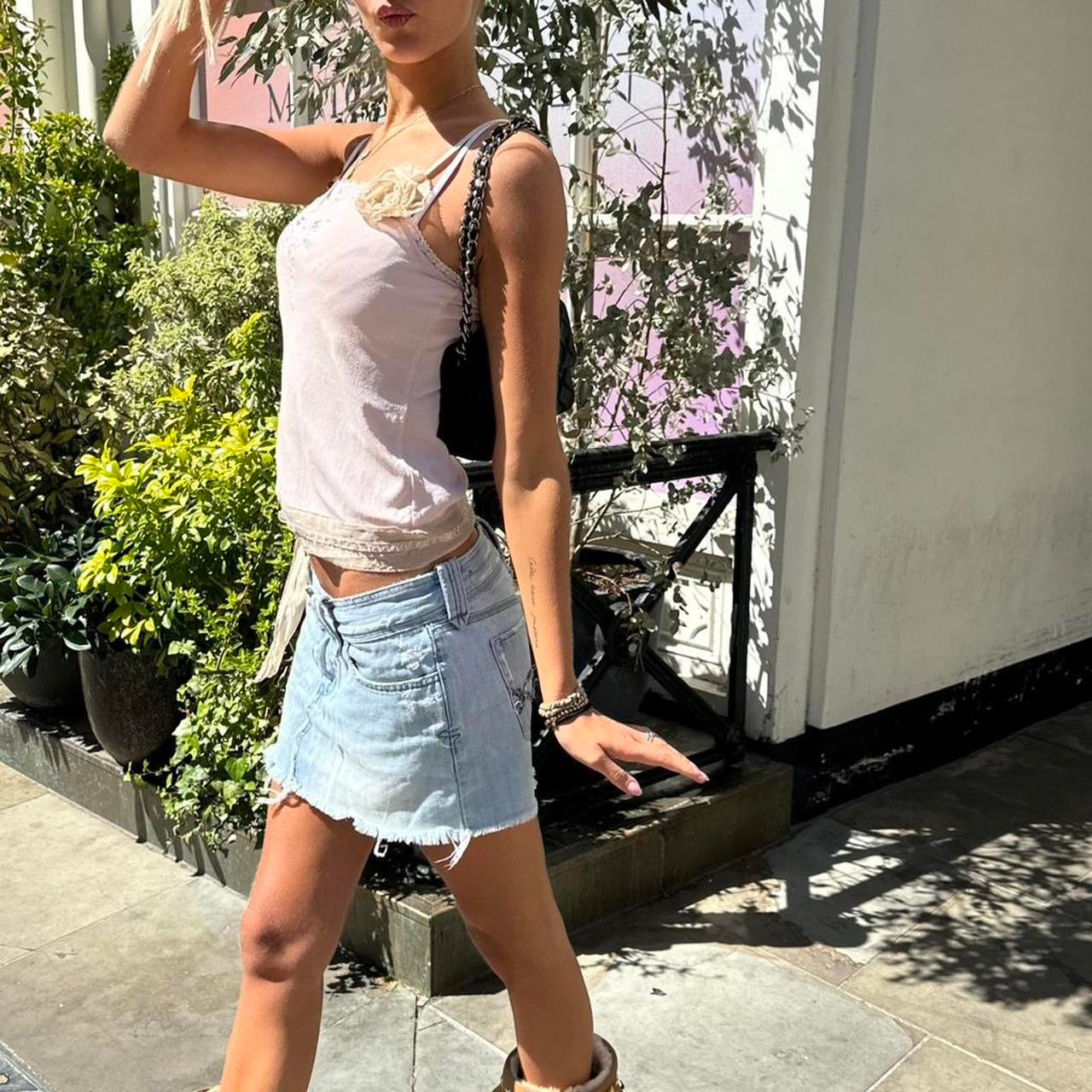 Vintage 90’s pink lace and mesh cami top