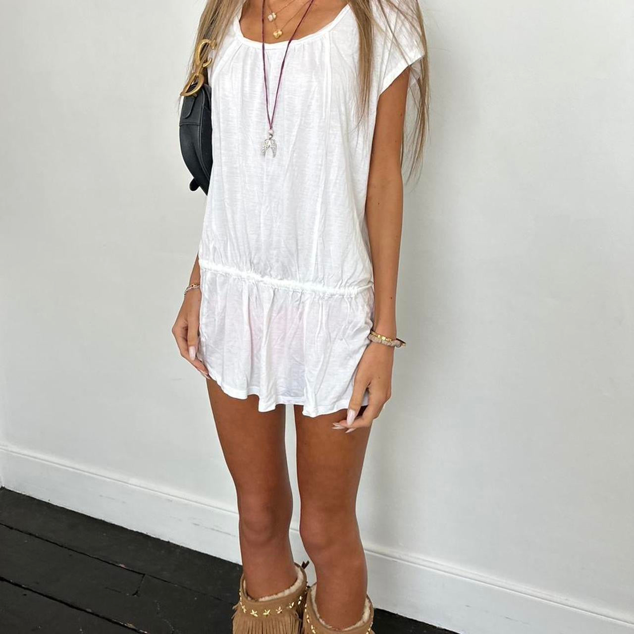 Vintage 00s white T-shirt tie mini dress