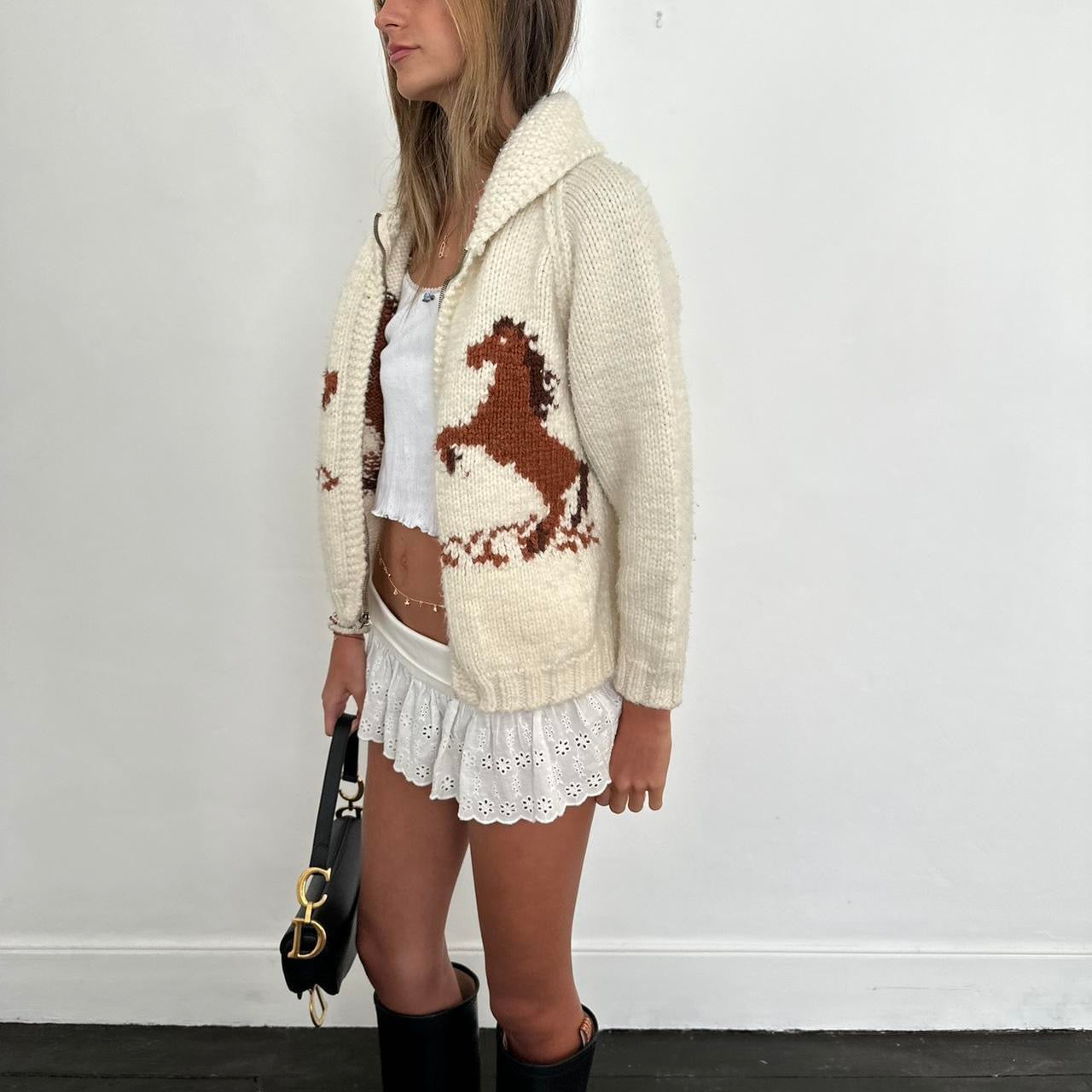 Vintage 90s knitted horse 🐴 jacket 🤍