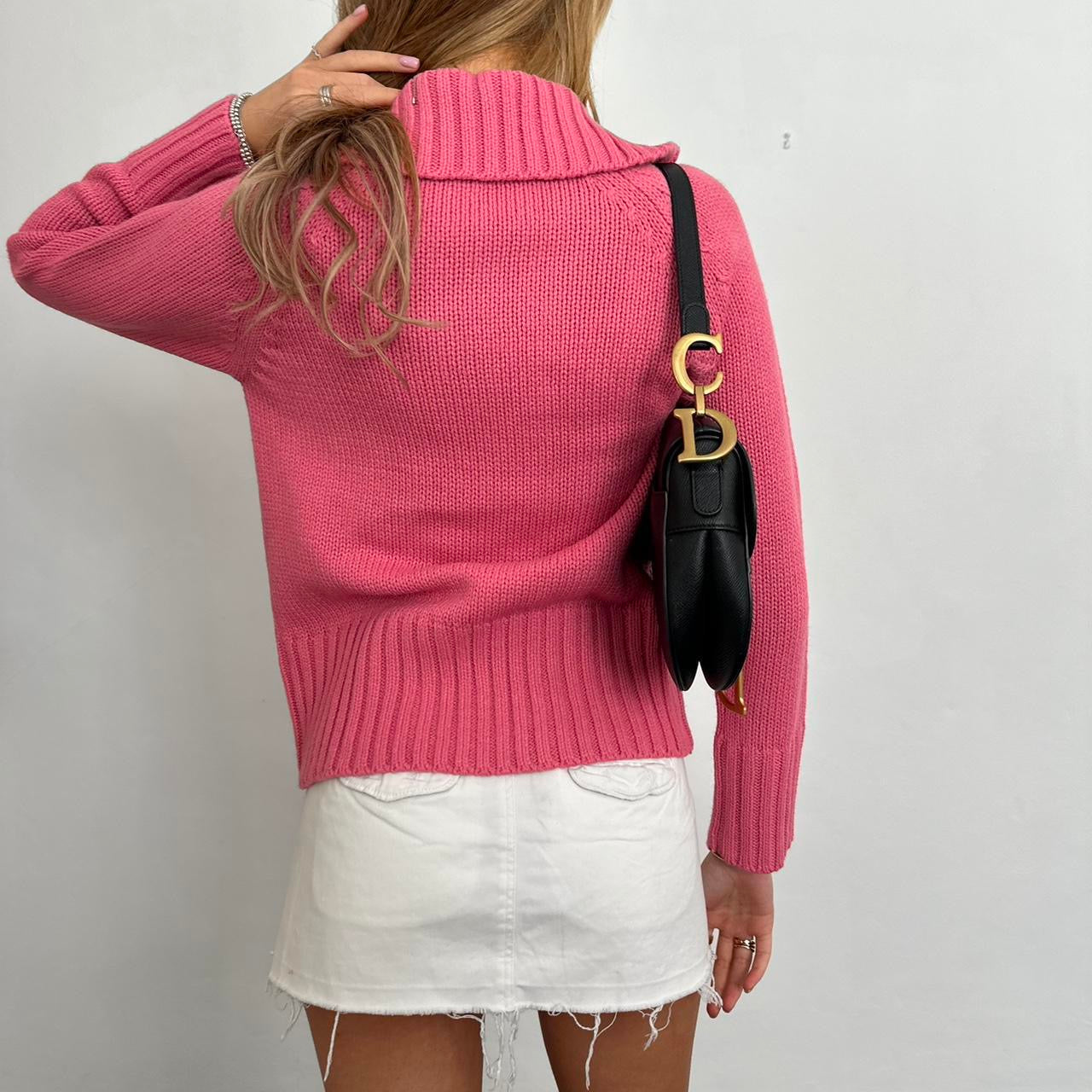 Vintage pink knit zip up