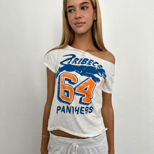 Vintage New York panthers off shoulder top