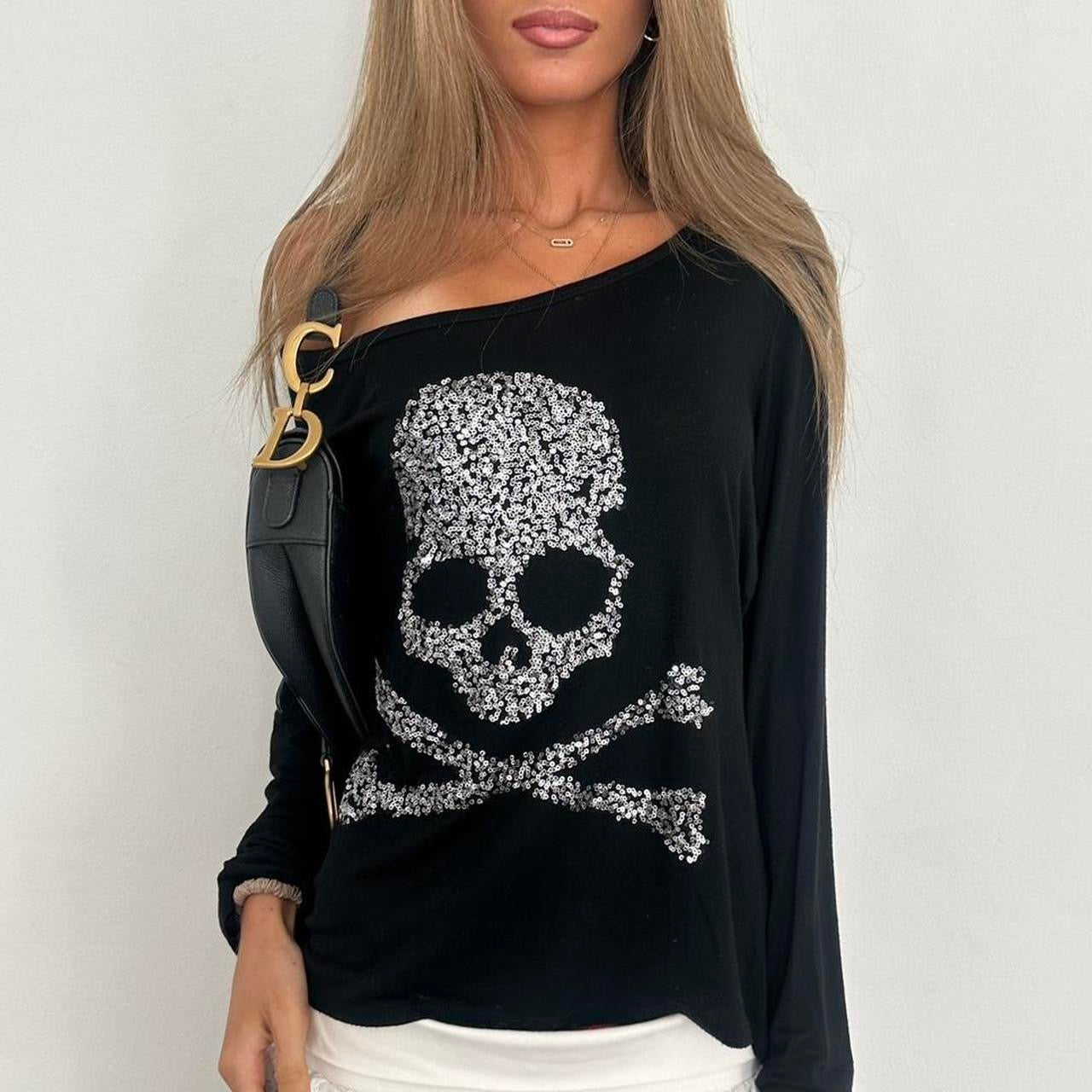 Vintage 2000’s off the shoulder skull top