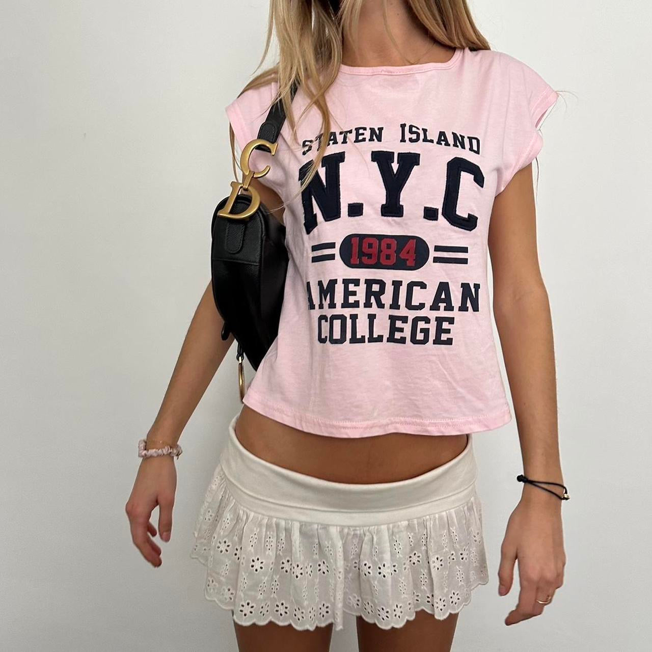 Vintage 90’s NYC American College baby tee