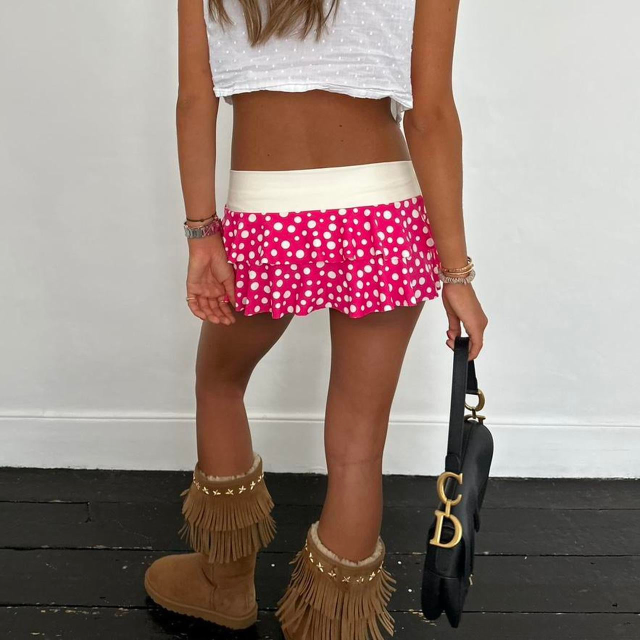 Vintage 90’s pink polka dot mini skirt
