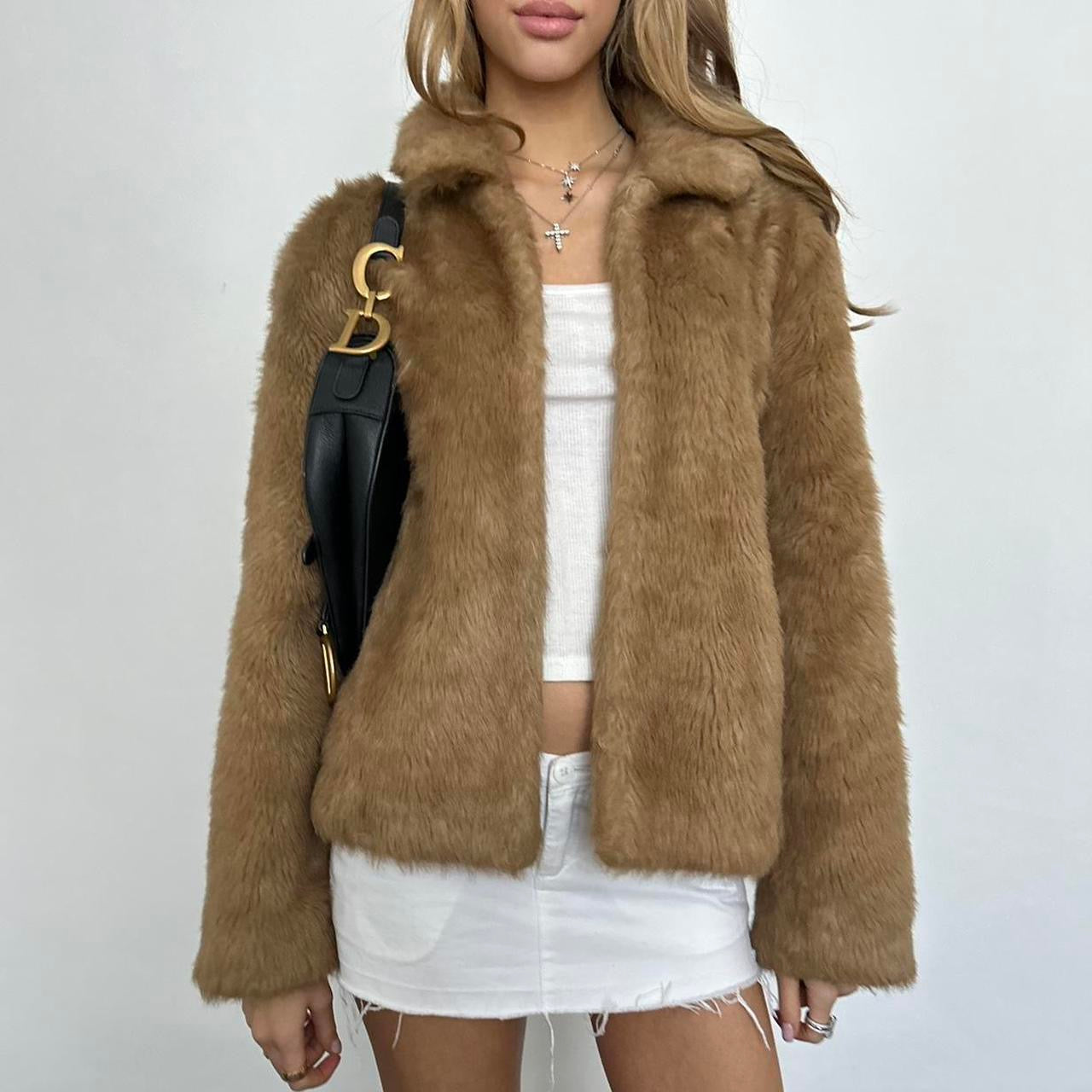 Vintage 2000’s classic brown faux fur jacket