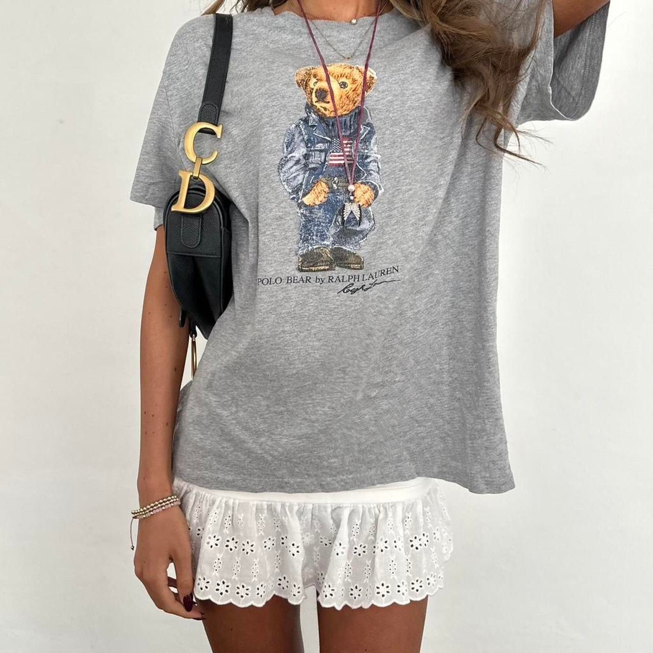 Vintage Ralph Lauren 90’s grey varsity bear top