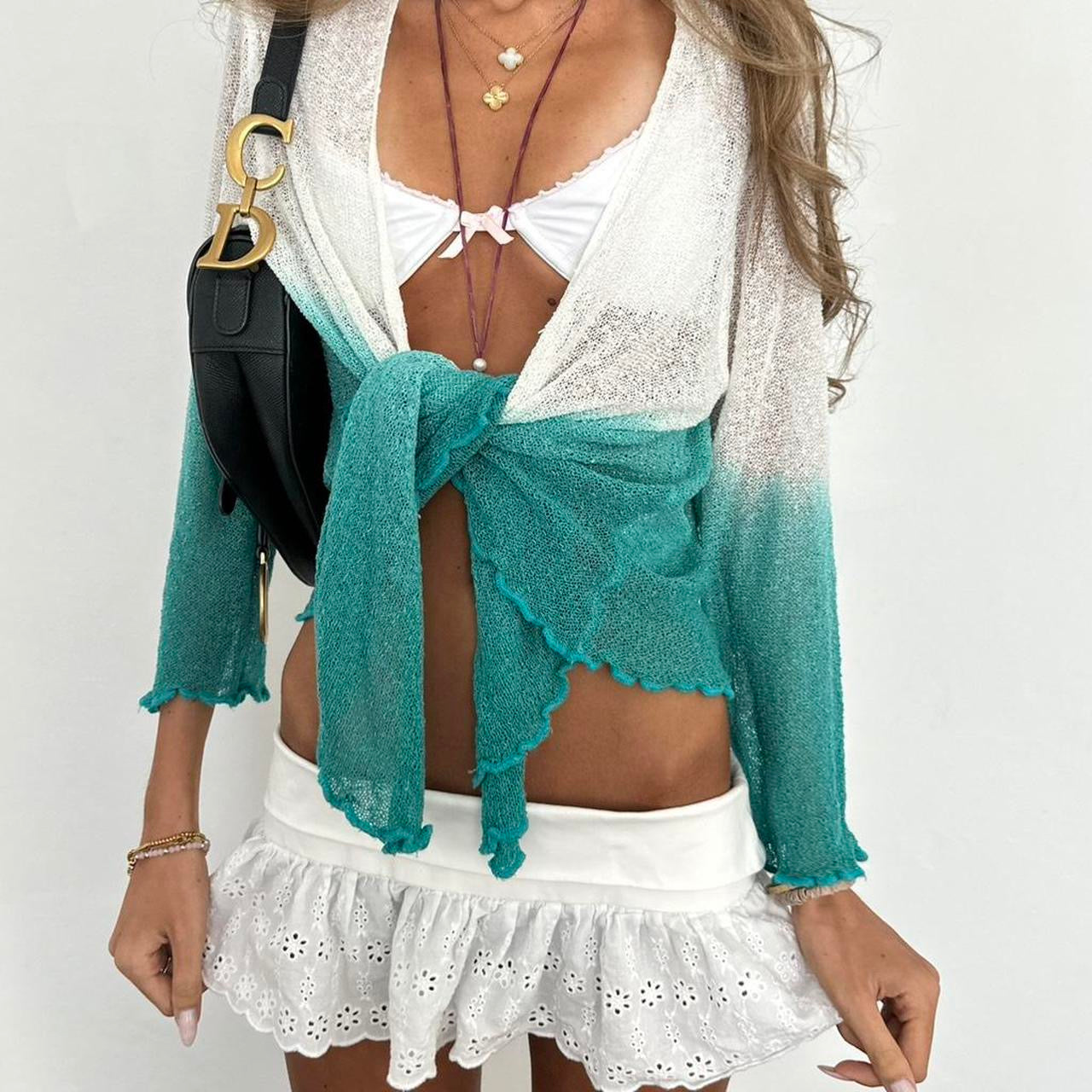 Vintage 2000s ombre turquoise layering top
