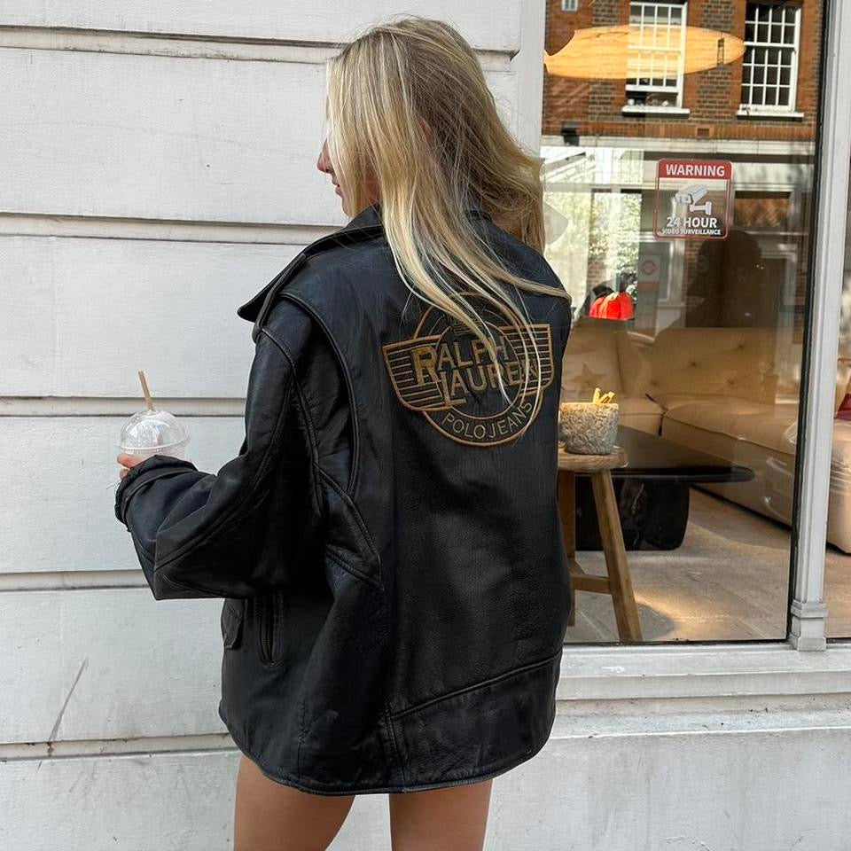 Vintage Ralph Lauren authentic black leather jacket