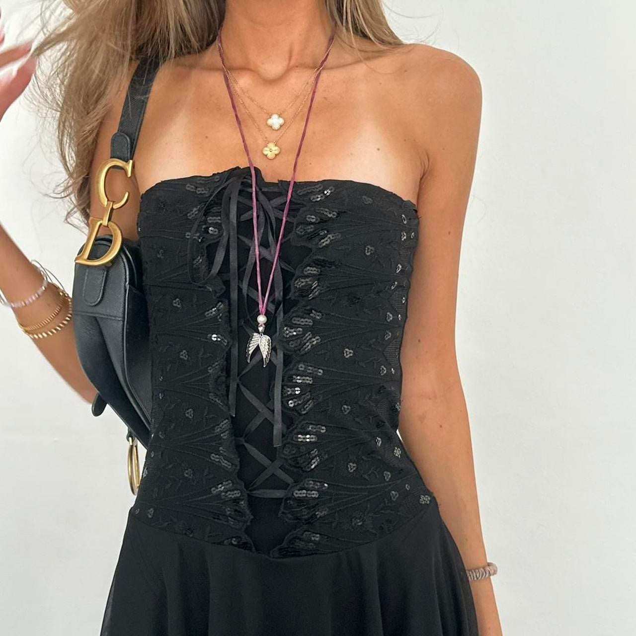 Vintage 00s black pixie midi dress