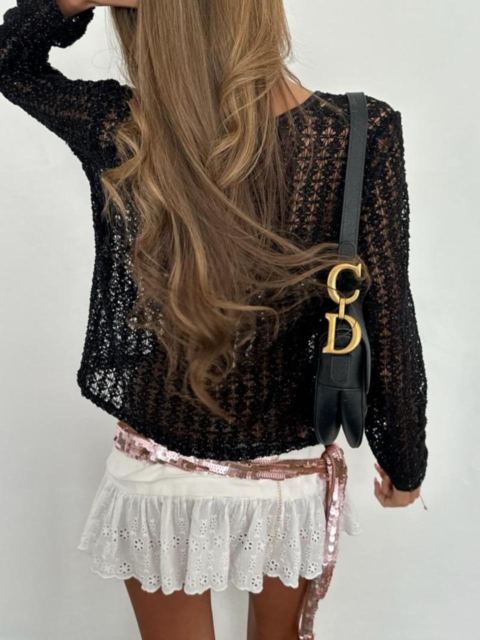 Vintage 00’s black lace cardigan top
