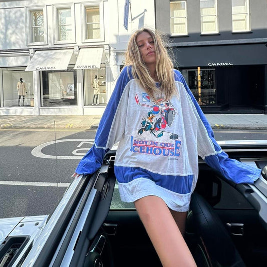 Vintage blue long sleeve jersey top