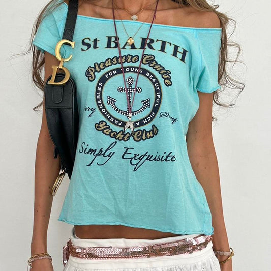 Vintage 90s Victoria’s Secret St Barth yacht club off the shoulder tee