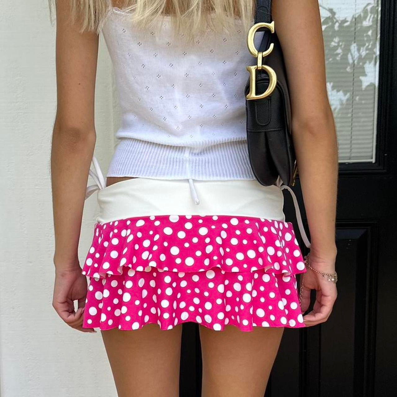 Vintage 90’s pink polka dot mini skirt
